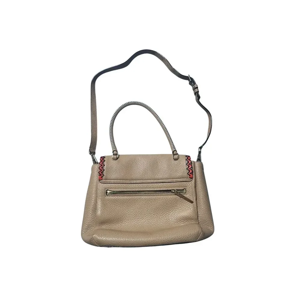 Kate Spade Shoulder Bag Womens Beige Leather Sheffield Street Coralie Woven Trim